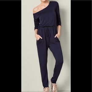 Long sleeve off the shoulder jumpsuit